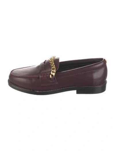 Pre-owned Golden Goose Leather Whipstitch Trim Loafers In Burgundy