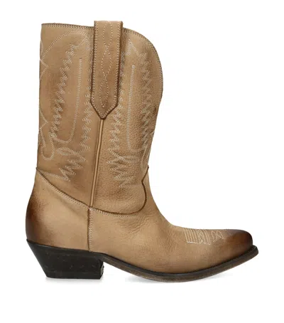 Golden Goose Leather Wish Star Low Boots In Brown