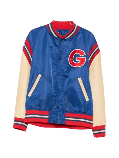 Golden Goose Vibrant Blue College Bomber Jacket With Contrasting Details