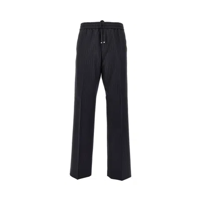 Golden Goose 'lennon' Pinstriped Wool Pants In Black
