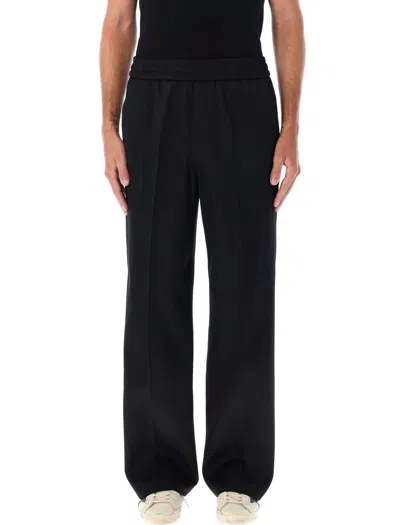 Golden Goose Lennon Relaxed Fit Wool-blend Jogging Pants With Mini Double Star Detail In Black