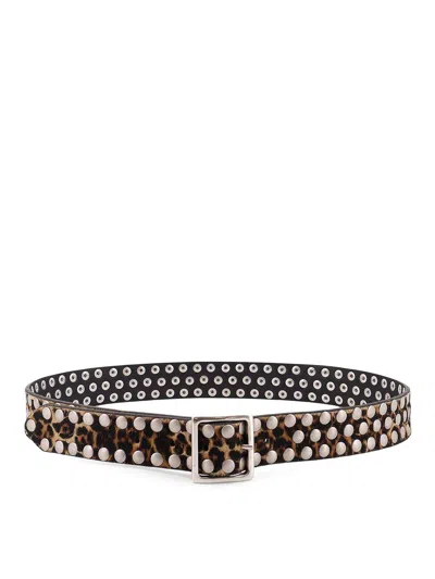 Golden Goose Leo Leather Belt In Sand