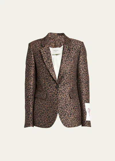 GOLDEN GOOSE LEOPARD JACQUARD WOOL BLAZER