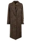 Golden Goose Cocoon Coat In Faded Leopard Jacquard Wool In Brown