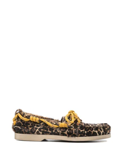 Golden Goose Leopard Print Lace-up Loafers In Black