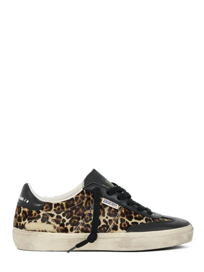 Golden Goose Leopard Print Leather Sneakers With Luxurious Detailing In Multi