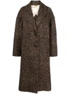 Golden Goose Single-breasted Cocoon Wool Coat With Jacquard Motif Clothing In Brown