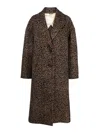 Golden Goose Single-breasted Cocoon Wool Coat With Jacquard Motif In Brown