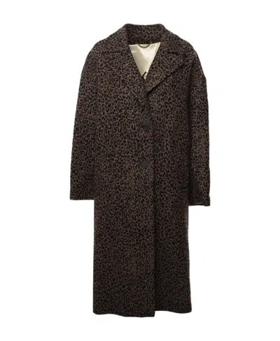 Golden Goose Leopard Print Single-breasted Coat In Animal Print