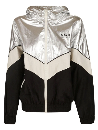 Golden Goose Letizia Patchwork Windbreaker In Silver