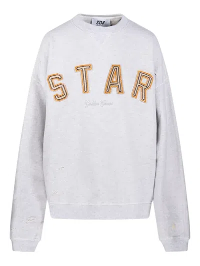 Golden Goose Women Sweatshirt Crewneck In Cotton With Contrasting Logo In Gray