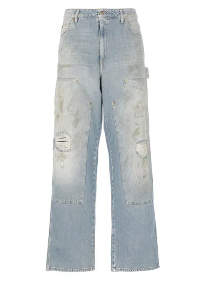 Golden Goose Straight Leg Cargo Pocket Jeans In Blue