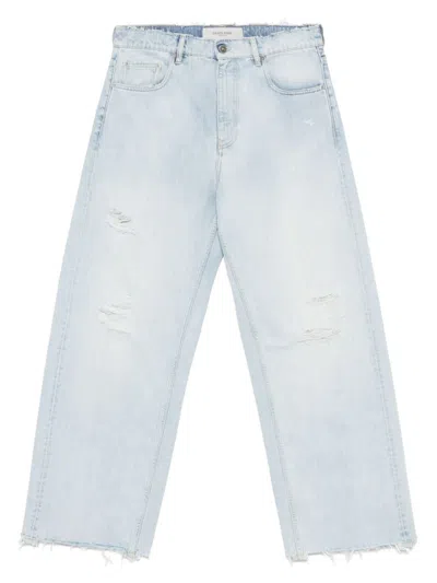 Golden Goose Light Blue Distressed Jeans With Frayed Hem And Classic Five-pocket Design