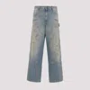 Golden Goose Light Blue Jeans With Sand Wash Distressed Effect In Blue