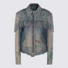 Golden Goose Light Blue Leather Jacklet In Blue