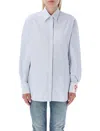 Golden Goose Striped Boyfriend Button-front Shirt In Light Blue