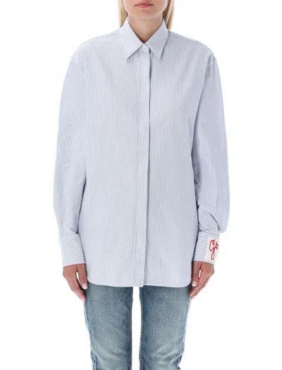 GOLDEN GOOSE LIGHT BLUE LOGO PATCH SHIRT