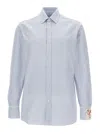 Golden Goose Light Blue Shirt With Classic Collar And All-over Striped Motif