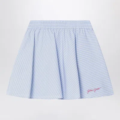 GOLDEN GOOSE LIGHT BLUE STRIPED COTTON SKIRT