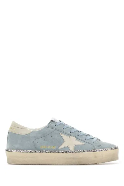 GOLDEN GOOSE LIGHT-BLUE SUEDE HI STAR CLASSIC SNEAKERS