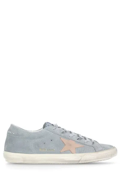 Golden Goose Light Blue Suede Super Star Sneakers