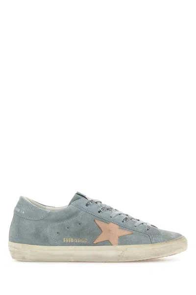 Golden Goose Light Blue Suede Super Star Trainers