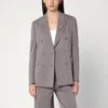 Golden Goose Light Brown Double-breasted Jacket In Chevron Wool Blend Women In Gray