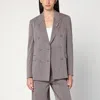 Golden Goose Light Brown Double-breasted Jacket In Chevron Wool Blend Women In Gray