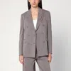 Golden Goose Light Brown Double-breasted Jacket In Chevron Wool Blend Women In Gray