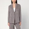 Golden Goose Light Brown Double-breasted Jacket In Chevron Wool Blend Women In Gray