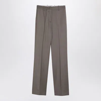 Golden Goose Light Grey Wool Trousers With Darts In Brown