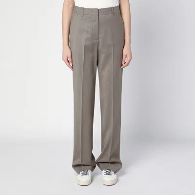 GOLDEN GOOSE LIGHT GREY WOOL TROUSERS WITH DARTS