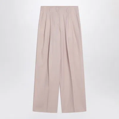 Golden Goose Light Pink Wide-leg Trousers In Wool