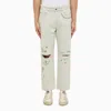 Golden Goose Distressed-effect Text-print Straight-leg Jeans In Blue