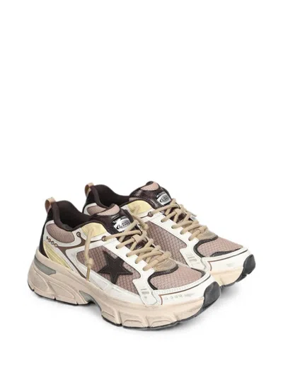Golden Goose Lightstar Print Mesh And Leather Sneakers In White