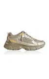 Golden Goose Lightstar Laminated Leather Suede And Net Upper Tpu Star Net Heel And Spur In Silver