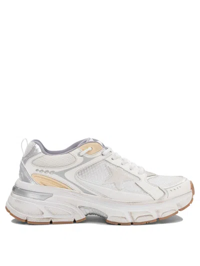 Golden Goose White Lightstar Leather Mesh Chunky Sneakers In Silver