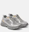 Golden Goose Laminated Leather Suede And Net Sneakers In Silver/gold