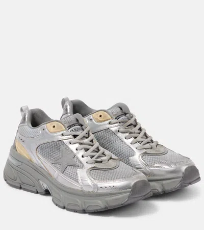 Golden Goose Lightstar Metallic Leather And Rubber-trimmed Mesh Sneakers In Silver