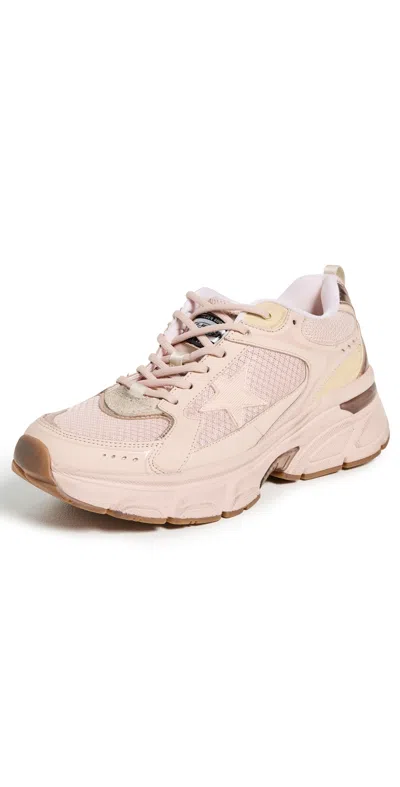 GOLDEN GOOSE LIGHTSTAR NET LEATHER SNEAKERS PINK/GOLD