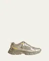 Golden Goose Lightstar Laminated Leather Suede And Net Upper Tpu Star Net Heel And Spur In Silvergold