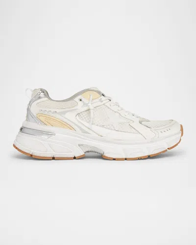 GOLDEN GOOSE LIGHTSTAR NET MIXED LEATHER RUNNER SNEAKERS