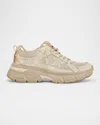 Golden Goose Lightstar Net Mixed Leather Runner Sneakers In Neutral