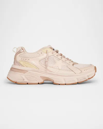 Golden Goose Lightstar Net Mixed Leather Runner Sneakers In Pink