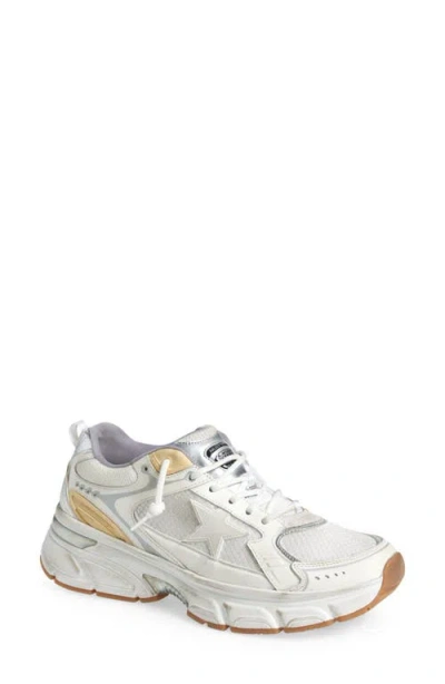 Golden Goose Lightstar White Low Top Sneakers With Logo Patch On The Tongue And Logo Lettering On The Heel In Lea In Animal Print
