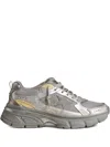 Golden Goose Lightstar Rubber-trimmed Metallic Leather And Mesh Sneakers In Silver