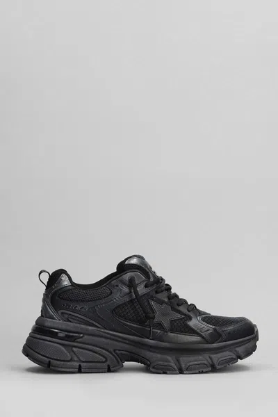 Golden Goose Lightstar Sneakers In Black Leather And Fabric