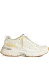 Golden Goose Lightstar Sneakers In White Leather And Mesh With Worn-white Star