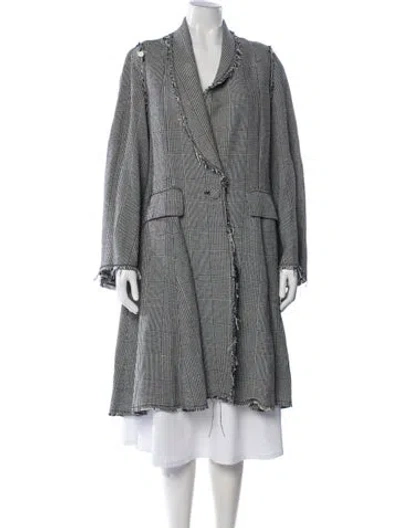 Pre-owned Golden Goose Linen Plaid Print Coat In Black
