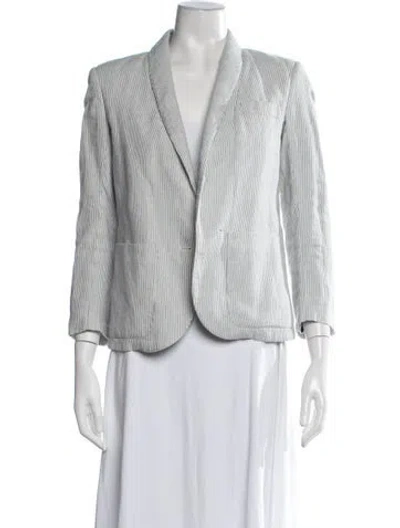 Pre-owned Golden Goose Linen Striped Blazer In White